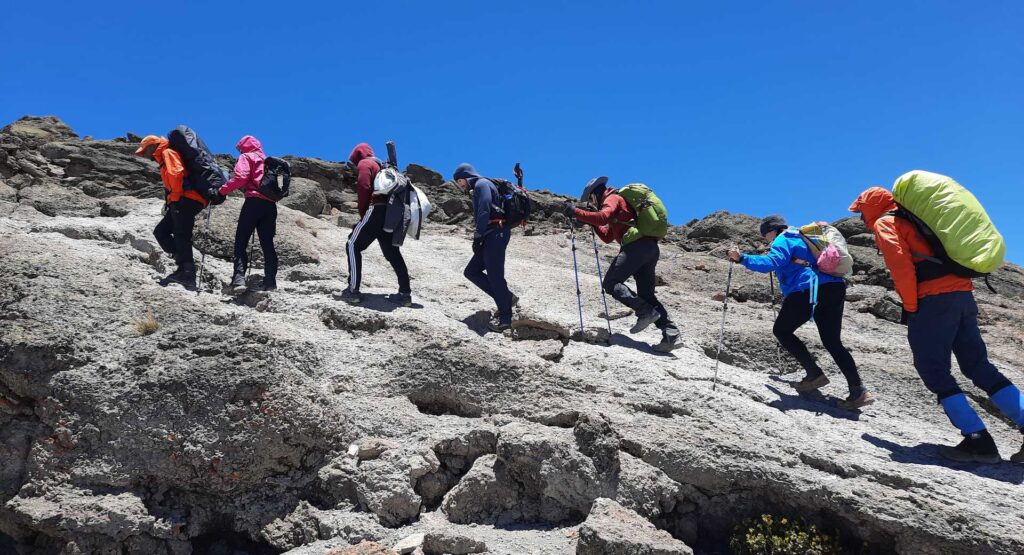 People in a Travel on the Mount Kilimanjaro trekking